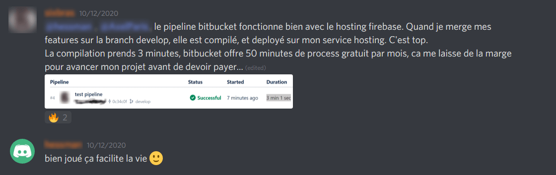 Exemple d'échanges sur Discord